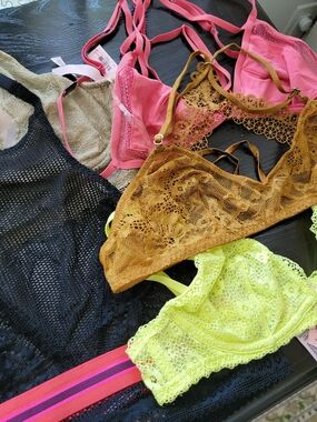 NWT Victoria's Secret Lace Bralette Set in Pink, Mustard, Neon Yellow, Black